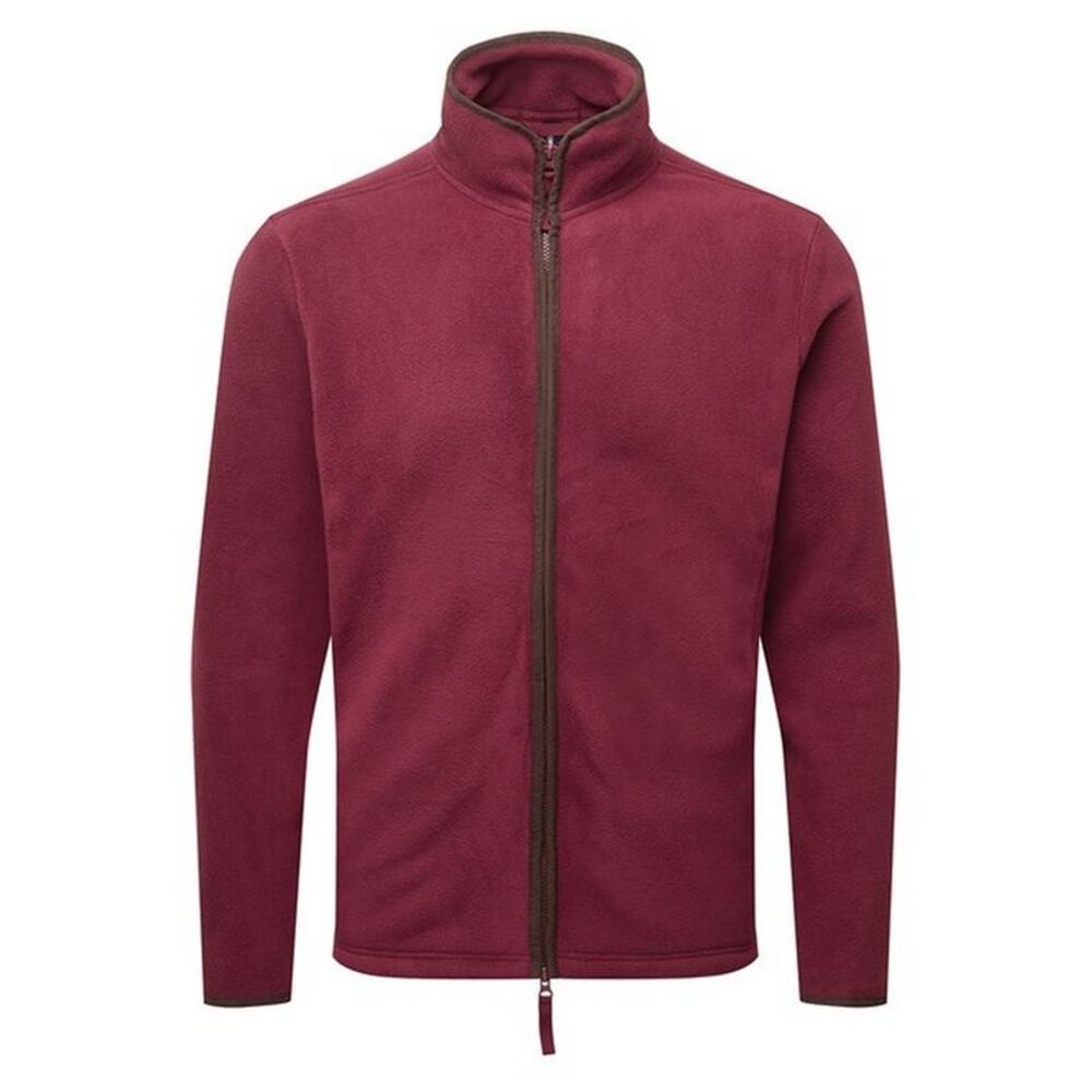 Premier Mens Artisan Fleece Jacket / Burgundy/Brown